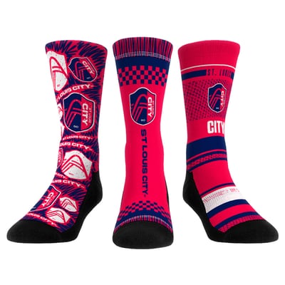  St. Louis CITY SC Rock Em Unisex Three-Pack Crew Socks Set - Red