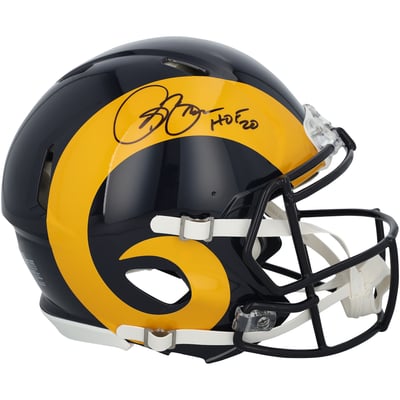 Isaac Bruce Los Angeles Rams Autographed Fanatics Authentic Riddell 1981-1999 Throwback Speed Authentic Helmet with "HOF 2020" Inscription