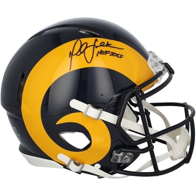 Marshall Faulk St. Louis Rams Autographed Fanatics Authentic Riddell 1981-1999 Throwback Speed Authentic Helmet with "HOF 2011" Inscription 