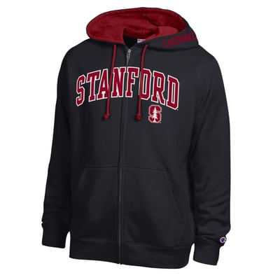 Stanford Cardinal Champion Arch Logo Full-Zip Fleece Hoodie - Black