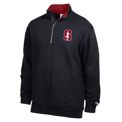  Stanford Cardinal Champion Fleece Quarter-Zip Pullover - Black