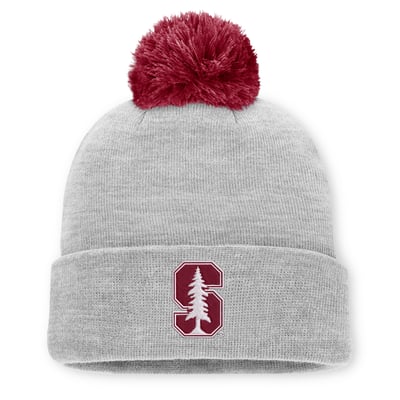 Stanford Cardinal Nike Unisex Primetime Script Cuffed Knit Hat with Pom - Heather Gray