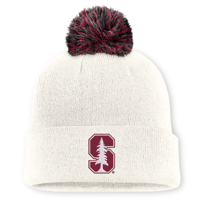 Stanford Cardinal Nike Unisex Letter Mascot Knit Hat with Pom - White