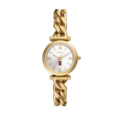 Stanford Cardinal Fossil Women's Carlie Gold-Tone Stainless Steel Watch