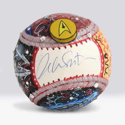 William Shatner Star Trek Autographed Fanatics Authentic Baseball - Art by Charles Fazzino - WN55916329