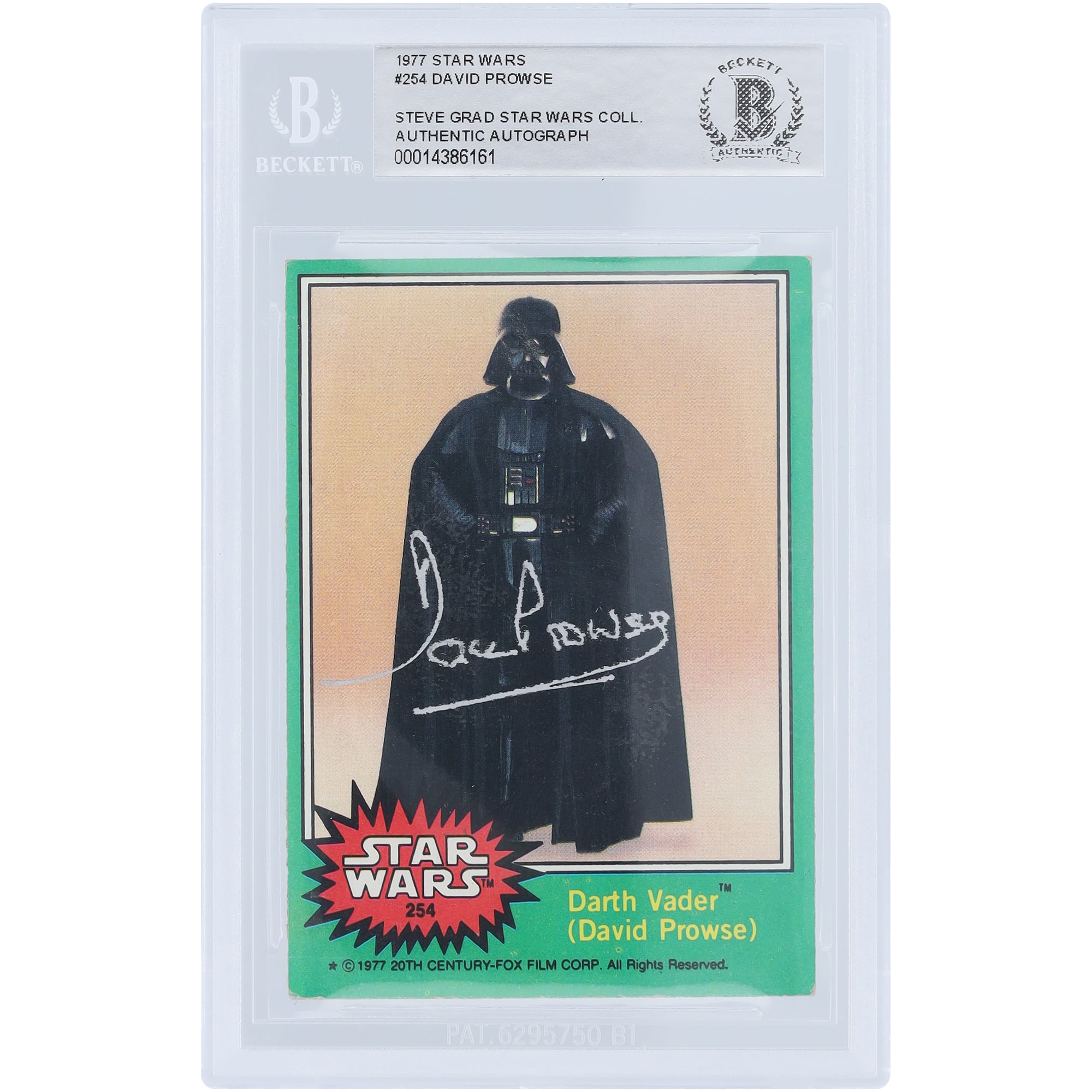 David Prowse Autographed 1977 Topps Star Wars Darth Vader #254 BAS 