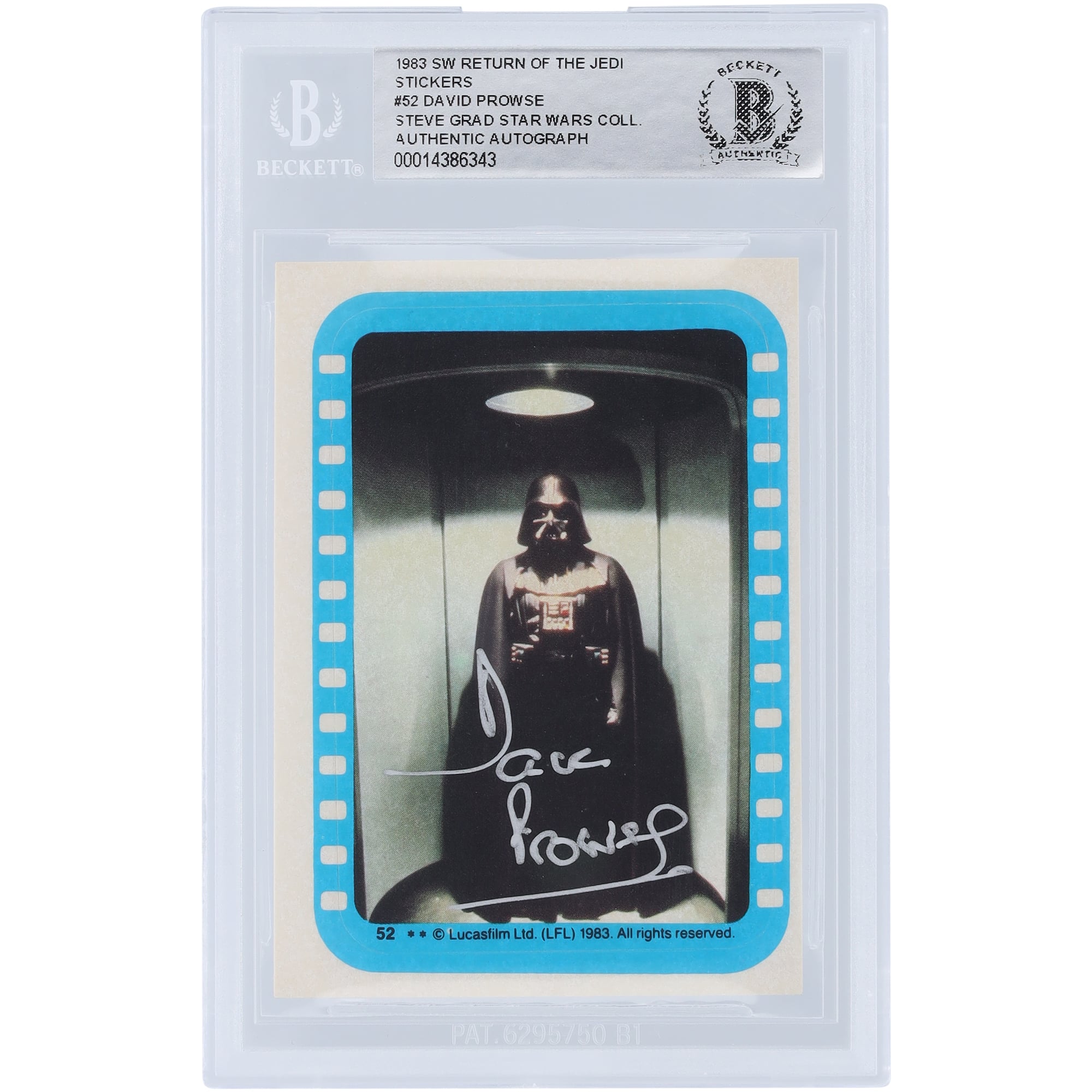 David Prowse Star Wars Autographed 1983 Topps Return of the Jedi 