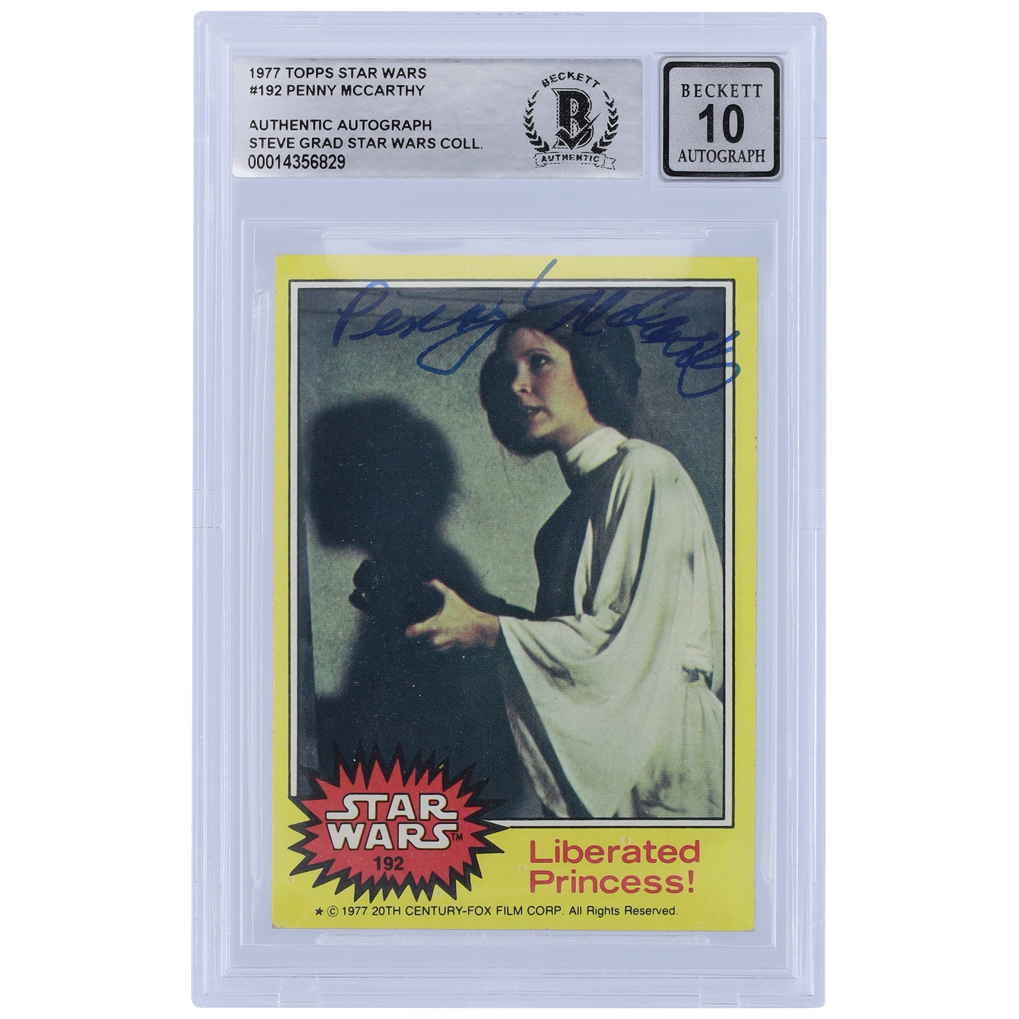 Penny McCarthy Autographed 1977 Topps Star Wars Series 1 #192 BGS 