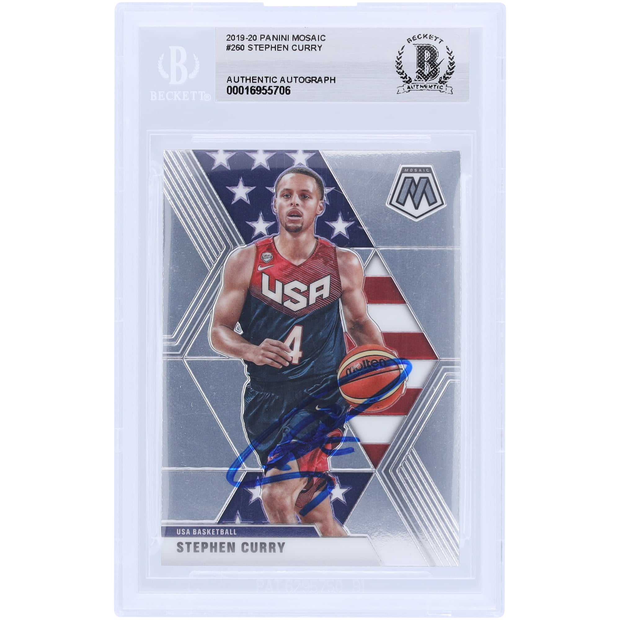 Stephen Curry USA Basketball Autographed 2019-20 Panini Mosaic 