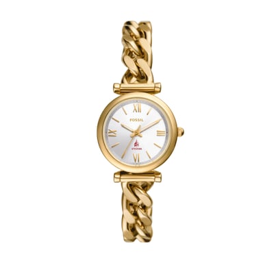 Stevens Institute of Technology Ducks Fossil Women's Carlie Gold-Tone Stainless Steel Watch