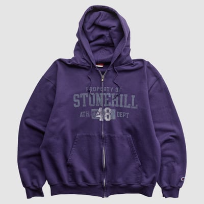 Stonehill Skyhawks Champion 2000s Hooded Pullover Sweatshirt - Purple - XL by Fanatics Real Vintage