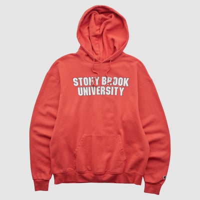 Stony Brook Seawolves Champion 2000s Hooded Pullover Sweatshirt - Red - M by Fanatics Real Vintage