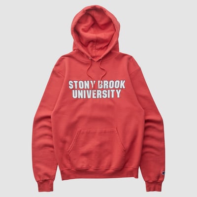 Stony Brook Seawolves Champion 2000s Hooded Pullover Sweatshirt - Red - S by Fanatics Real Vintage
