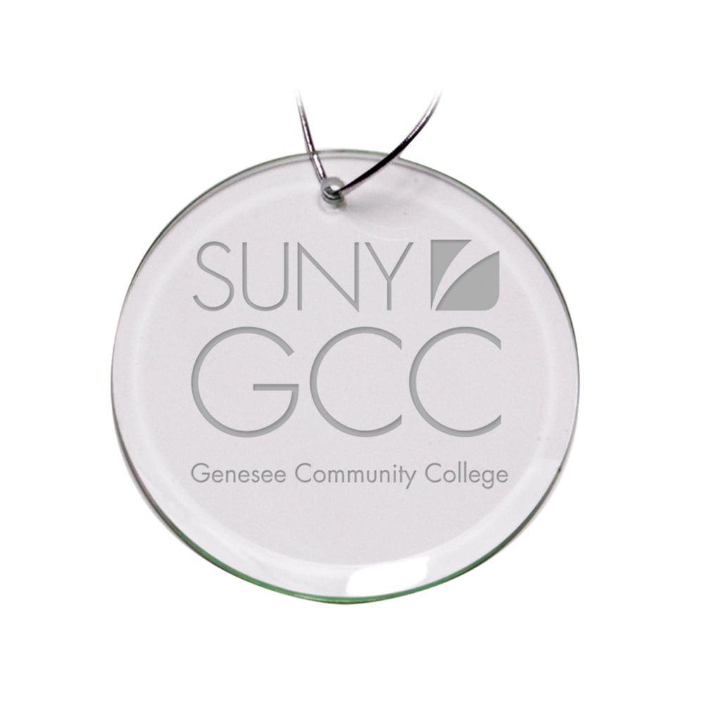 Glass Id Code SUNY Genesee Community College Team Logo 3'' Round Glass Ornament