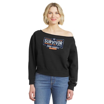 Survivor Series WEAR by Erin Andrews Women's WWE Survivor Series 2026 Off The Shoulder Sweatshirt - Black
