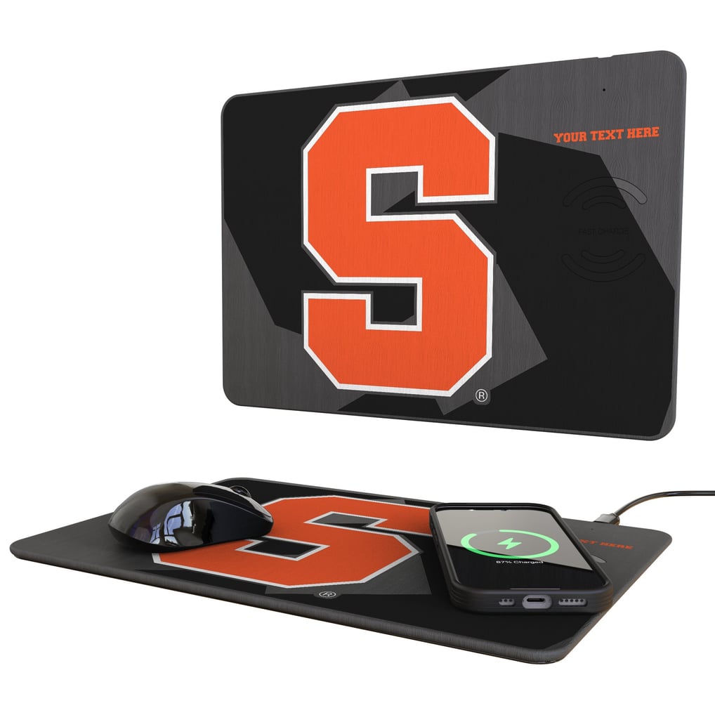 Syracuse Orange Keyscaper Personalized 15W Fast Wireless Charger and Mouse Pad