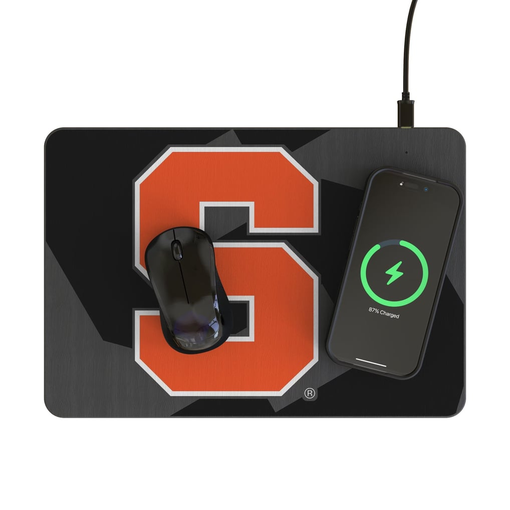 Syracuse Orange Keyscaper Personalized 15W Fast Wireless Charger and Mouse Pad