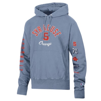  Syracuse Orange Champion Garment-Dye Reverse Weave Pullover Hoodie - Blue