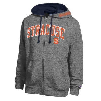 Syracuse Orange Champion Arch Logo Full-Zip Fleece Hoodie - Heather Charcoal