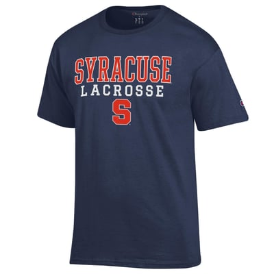  Syracuse Orange Champion Lacrosse Stacked T-Shirt - Navy