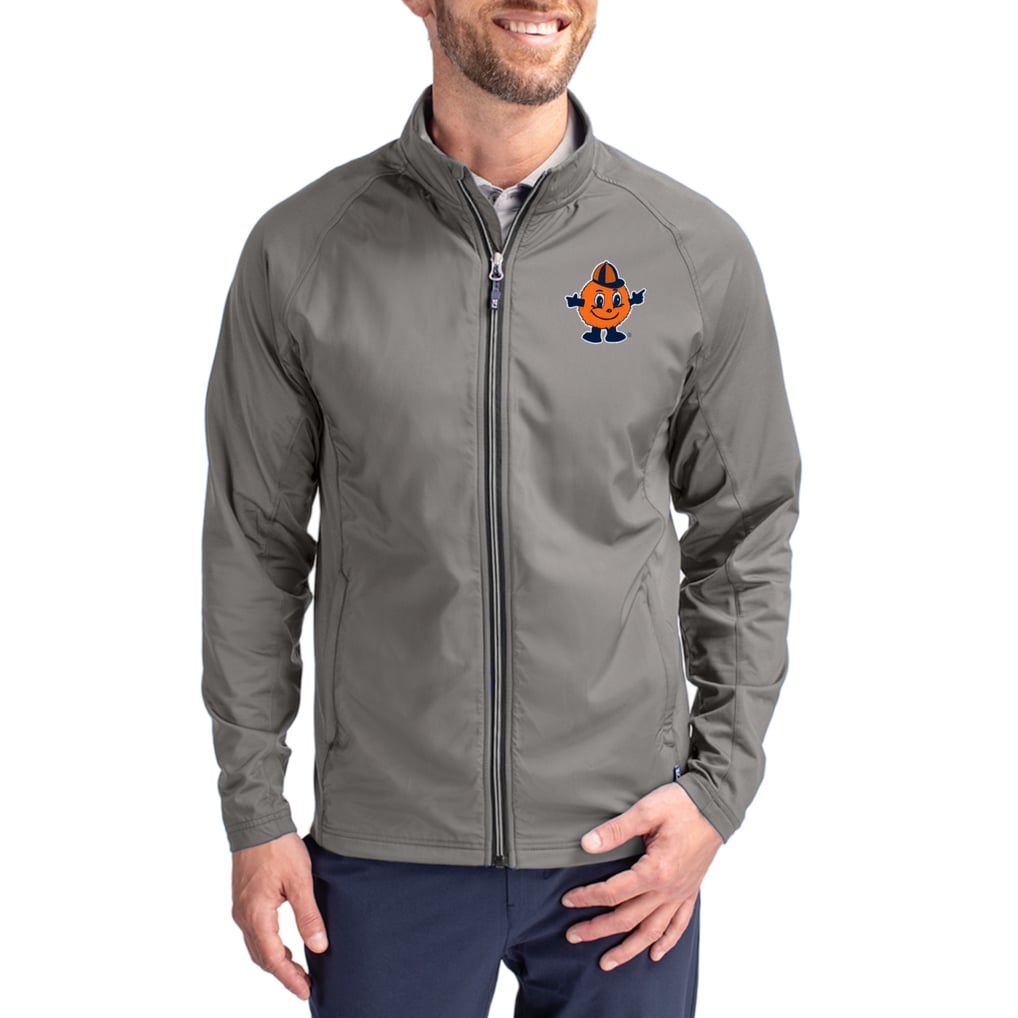 Zipper Code Jacket Cutter & Buck Syracuse Orange Gray Adapt Eco Hybrid Recycled Full-Zip ...