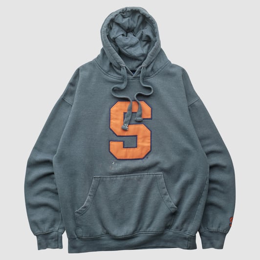 Syracuse Orange Old Varsity Brand 2010s Hooded Pullover Sweatshirt - Charcoal - M by Fanatics Real Vintage