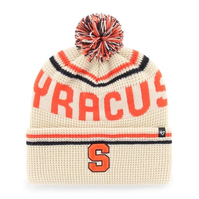  Syracuse Orange '47 Unisex Quattrle Waffle Cuffed Knit Hat with Pom - Cream