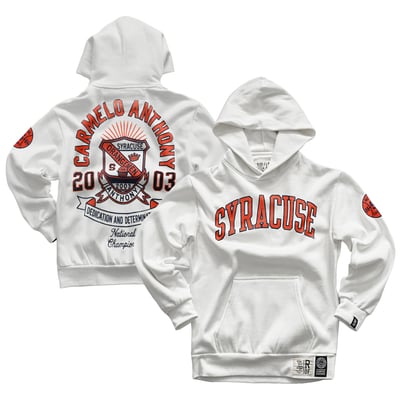 Roots of Fight x Syracuse Orange x Carmelo Anthony Unisex Heavyweight Hoodie - White