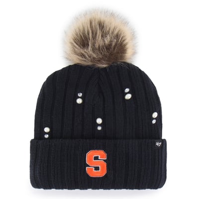 Syracuse Orange '47 Women's Pearl Fur Knit Hat with Pom - Navy