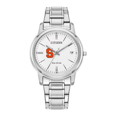 Syracuse Orange Citizen Watch Women's Eco-Drive White Dial Stainless Steel Watch - Silver