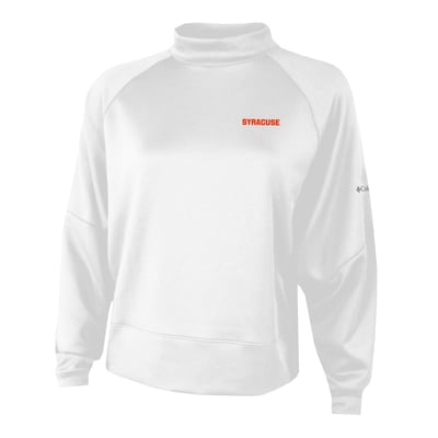  Syracuse Orange Columbia Women's Par-Performance Raglan Dolman Mock Neck Sweatshirt - White