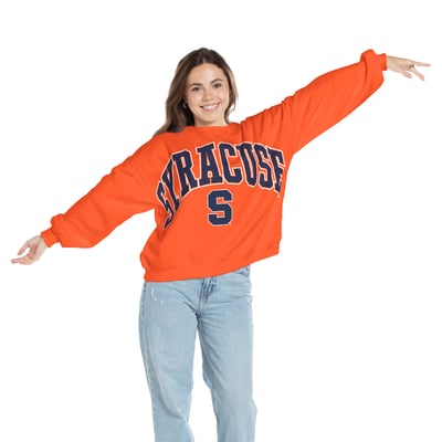 Syracuse Orange Pressbox Women's Oversized Janice Waist-Length Sweatshirt - Orange