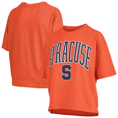 Syracuse Orange Pressbox Women's Oversized Nelson Arch Over Logo Slub T-Shirt - Orange