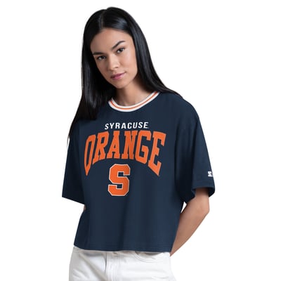 Syracuse Orange Starter Women's Ace Cropped T-Shirt - Navy