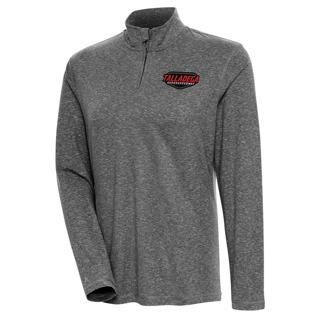 Talladega Superspeedway Antigua Women's Confront Quarter-Zip Pullover Top - Heather Black