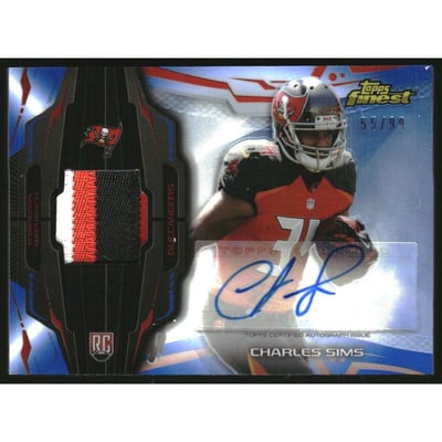 2014 Finest Rookie Patch Autographs Blue Refractors #RAPCS Charles Sims