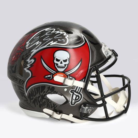 Emeka Egbuka Tampa Bay Buccaneers Autographed Fanatics Authentic Riddell Speed Authentic Helmet - Art by JK5 - Limited Edition #1/1 - UW25