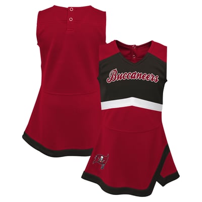 Tampa Bay Buccaneers Girls Toddler Outerstuff Cheer Captain V-Neck Dress with Bloomers Set - Red