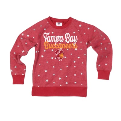  Tampa Bay Buccaneers Wes & Willy Girls Youth Shimmer Star Sweatshirt - Red
