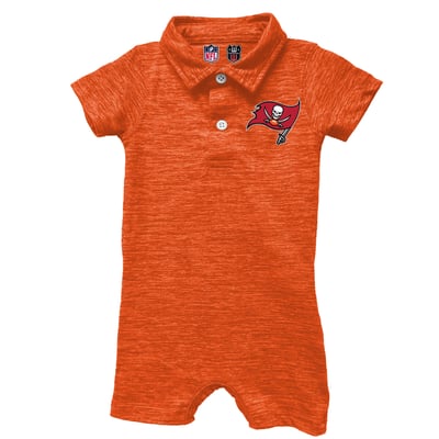 Tampa Bay Buccaneers Wes & Willy Infant Short Leg Cloudy Yarn Polo Romper - Orange