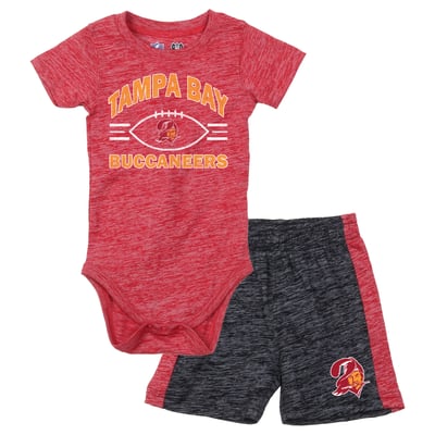 Tampa Bay Buccaneers Wes & Willy Infant Cloudy Yard Hopper Bodysuit & Shorts Set - Red/Black