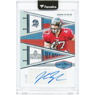 John Lynch Tampa Bay Buccaneers Autographed 2023 Panini Plates & Patches All Hall #AH-JL #20/49 Card
