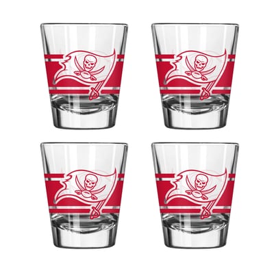 Tampa Bay Buccaneers Logo Brands Four-Piece Stripe Shot Glass Set
