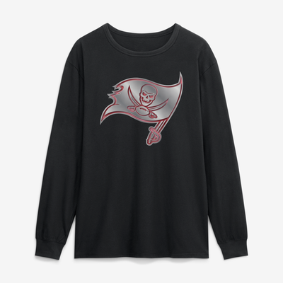 Tampa Bay Buccaneers  Metallic Mascot Long Sleeve T-Shirt - Black