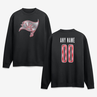 Tampa Bay Buccaneers  Metallic Mascot Personalized Name & Number Sweatshirt - Black