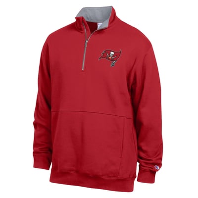  Tampa Bay Buccaneers Champion Fleece Quarter-Zip Pullover -  Red/Heather Gray