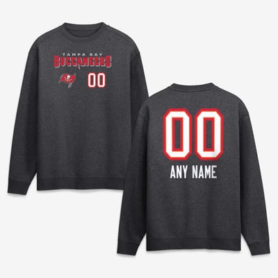 Tampa Bay Buccaneers  Touchdown Wordmark Personalized Name & Number Sweatshirt - Charcoal