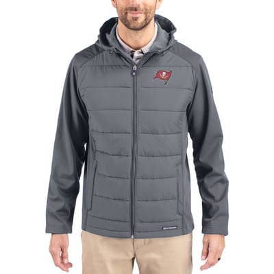 Tampa Bay Buccaneers Cutter & Buck  Evoke PrimaLoft Hybrid Eco Softshell Recycled Full-Zip Hooded Jacket - Gray