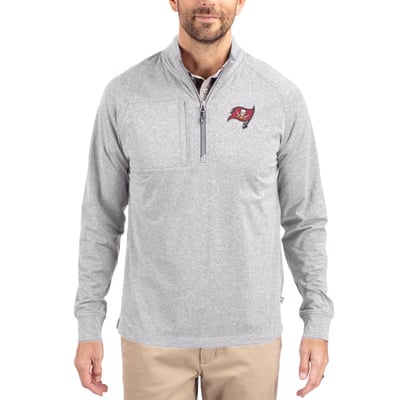 Tampa Bay Buccaneers Cutter & Buck  Adapt Eco Knit Quarter-Zip Pullover Top - Heather Gray