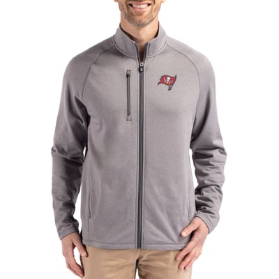 Tampa Bay Buccaneers Cutter & Buck Peshastin Eco Fleece Recycled Raglan Tri-Blend Full-Zip Jacket -  Heather Gray